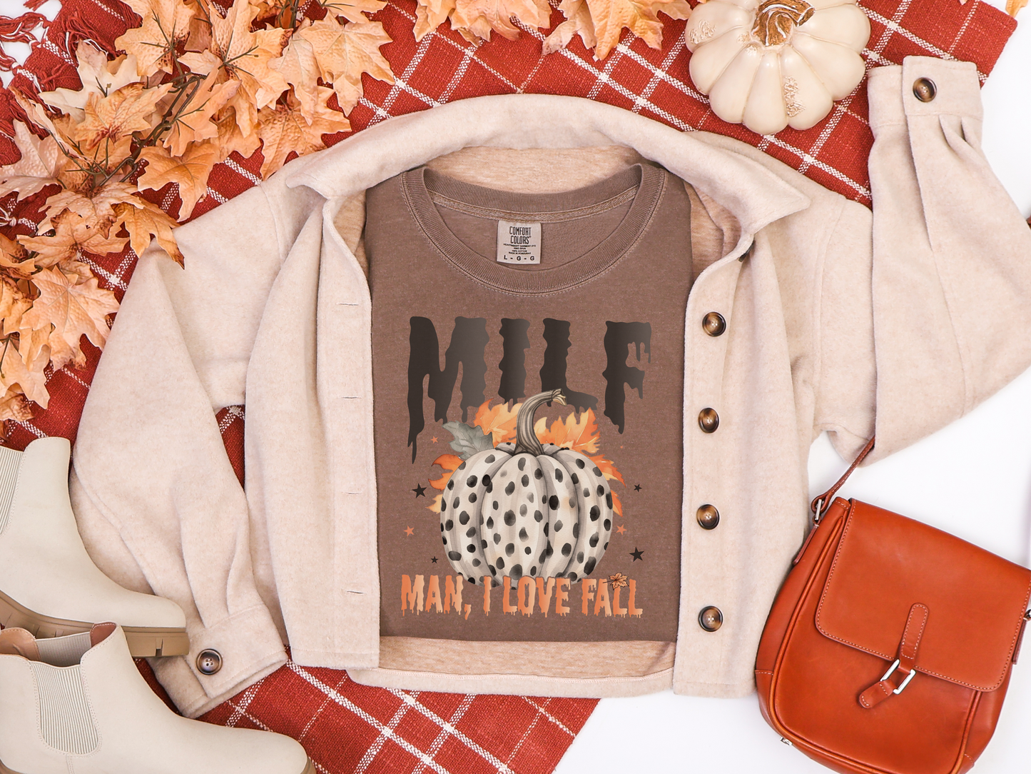 Man i love fall dotted pumpkin