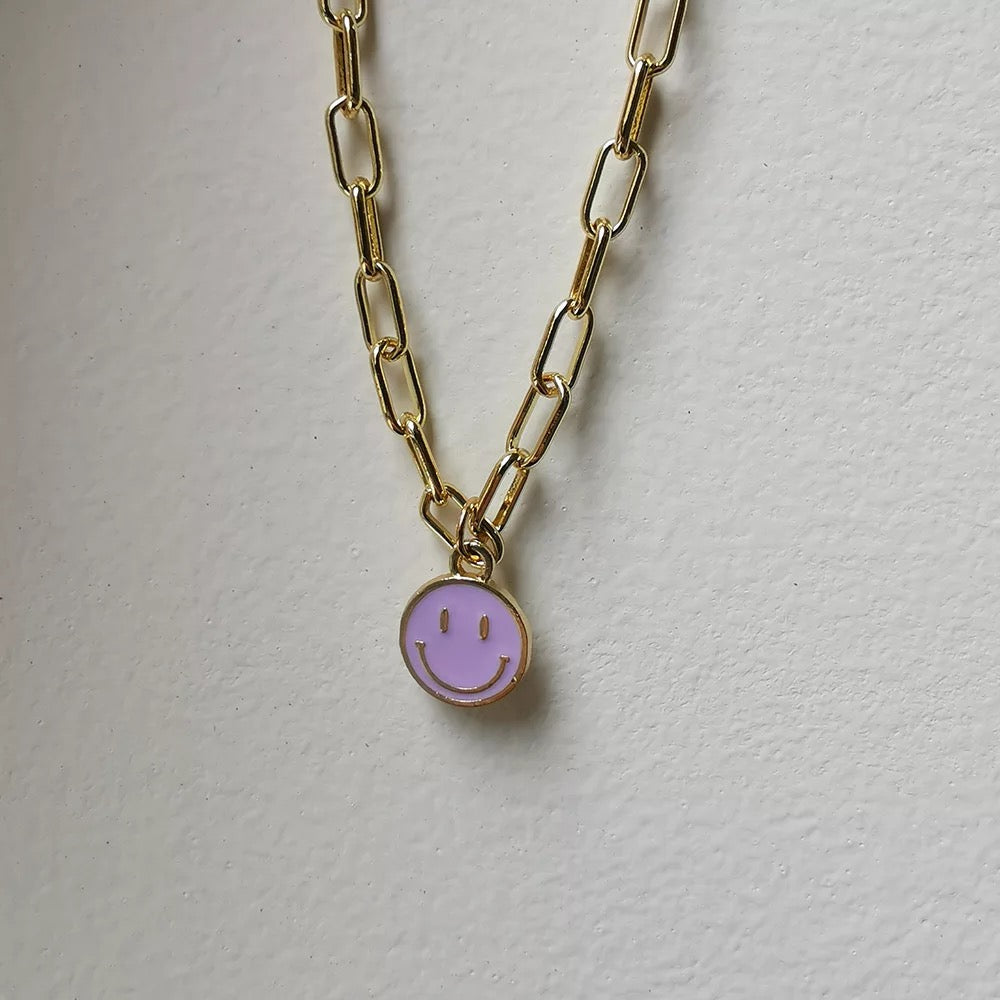 Purple Smiley Necklace